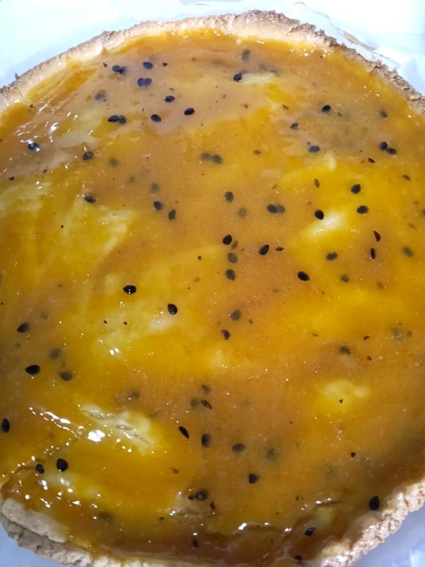 Tarta de vainilla y maracuyá